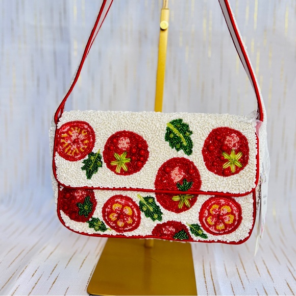 Handmade Beaded Tomato Shoulder Bag | NWT - Picture 6 of 8